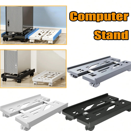 Adjustable CPU Stand Mobile Host bracket with 4 Caster Wheels casters